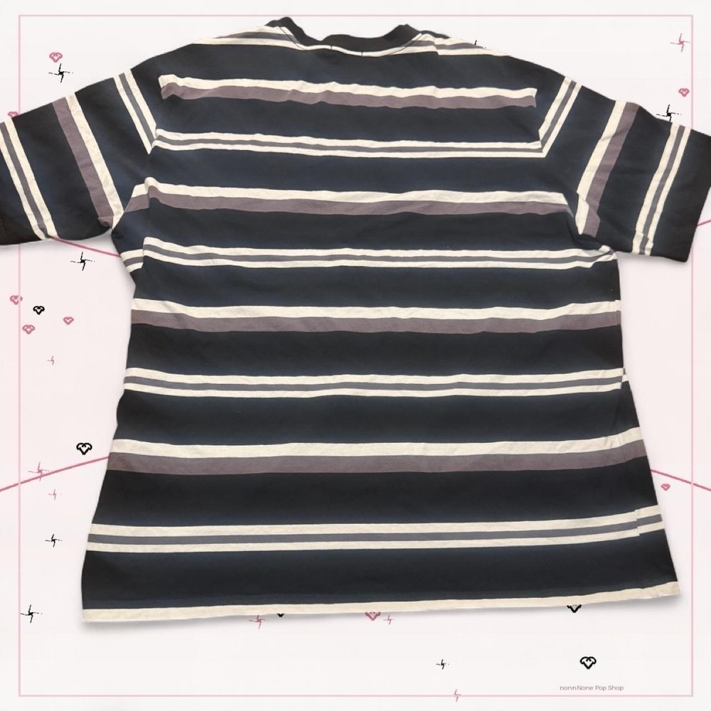 Black striped tee multi colored